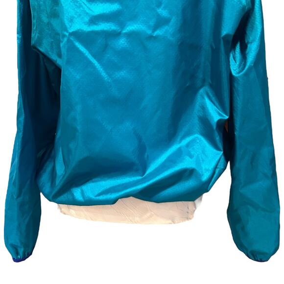 Vintage LL Bean Turquoise Windbreaker Womens Sz Medium Henley Nylon Unlined - Picture 13 of 16